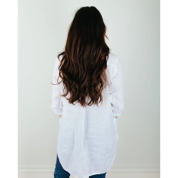 CP Shades Size M Teton Tunic Linen Brown White V-Neck Pockets $242 USA Made - Picture 4 of 14